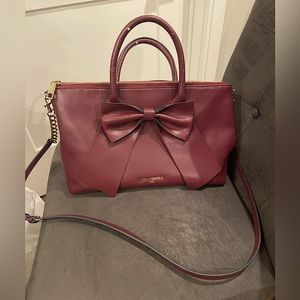 Karl Lagerfeld Burgundy Crossbody Top Handle Handbag